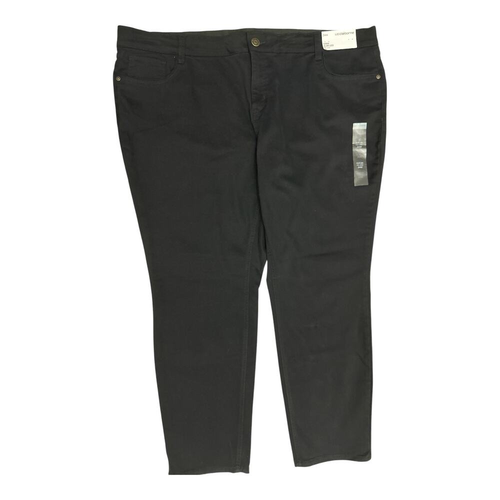 Liz Claiborne 24W SARA Jeans Slim Leg Bold Black Mid-Rise Flex Waist Tummy Panel